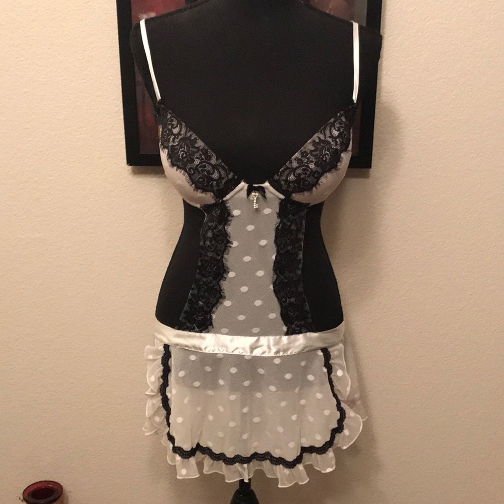 SEXY French Maid Black & Gray Lace Lingerie Costume piece